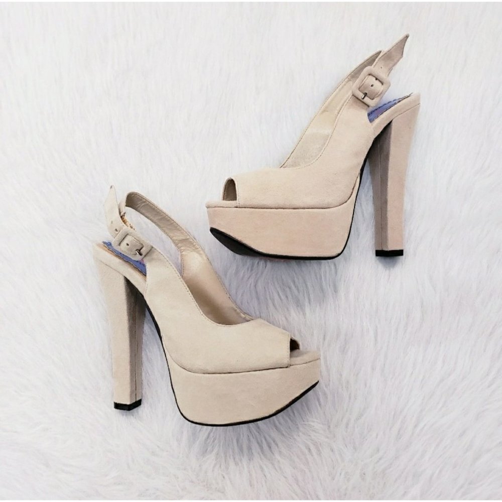 NWT Luichiny Peep Toe Sling Back Heels